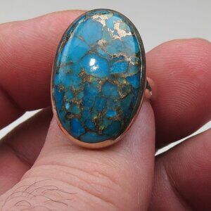 $350 Sterling Silver Copper Turquoise Ring